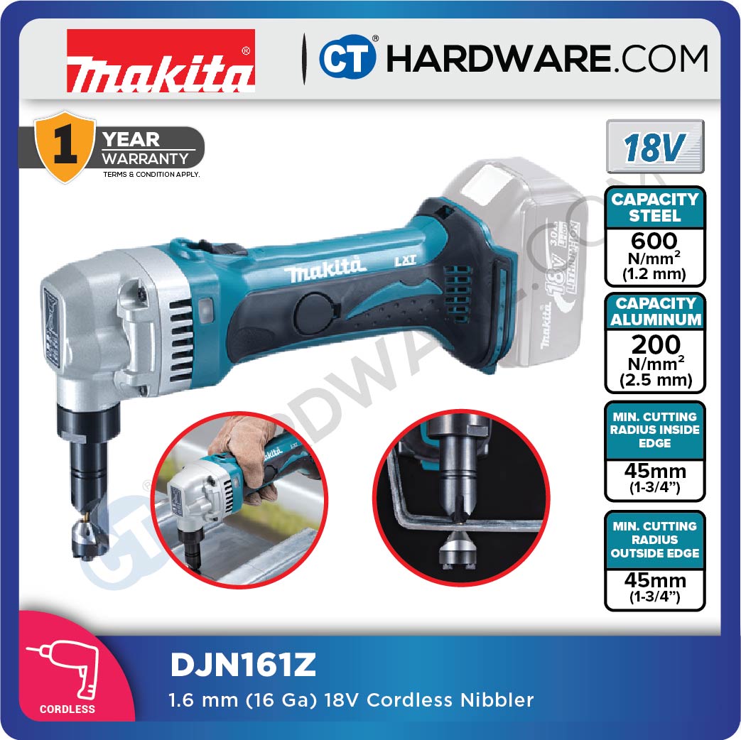 Makita DJN161Z 1.6mm (16Ga) – 18V Cordless Nibbler