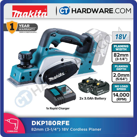 MAKITA DKP180RFE/ Z 82MM (3-1/4") CORDLESS PLANER (LXT SERIES)