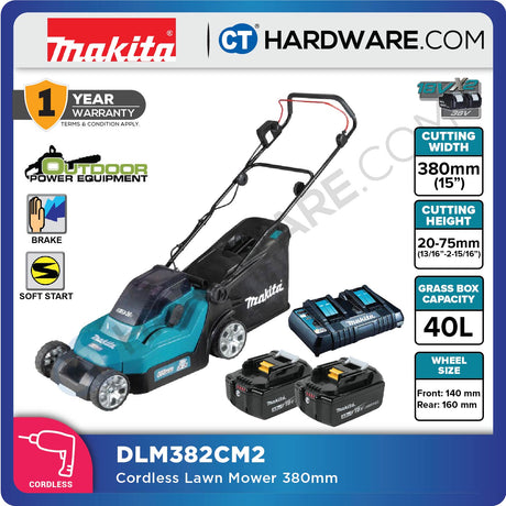 MAKITA DLM382PT2/ CM2/ Z CORDLESS LAWN MOWER 18V X 2 3700RPM GRASS BOX 40L