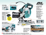 MAKITA DLS500Z BRUSHLESS COMPACT MITRE SAW 18V 6-1/2" 165MM 5000RPM 340MM WITHOUT BATTERY & CHARGER