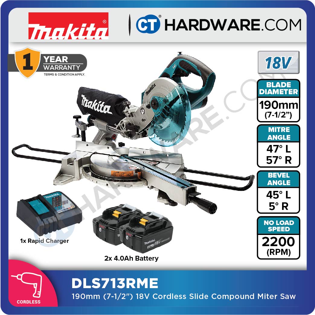MAKITA DLS713RME/ Z 190MM (7-1/2") CORDLESS SLIDE COMPOUND MITER SAW (LXT SERIES)