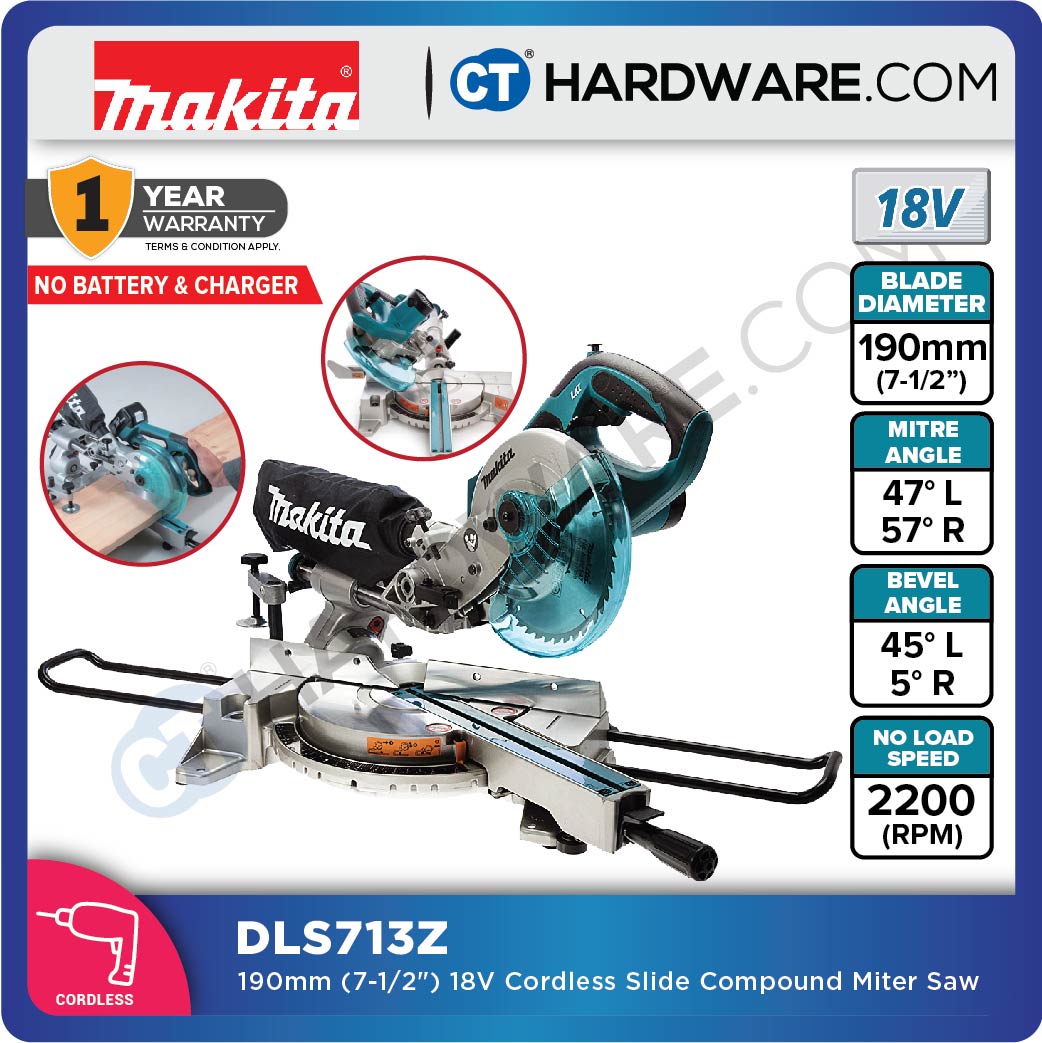MAKITA DLS713RME/ Z 190MM (7-1/2") CORDLESS SLIDE COMPOUND MITER SAW (LXT SERIES)