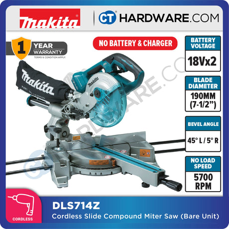 MAKITA DLS714PM2/ Z (7-1/2") SLIDE COMPOUND MITRE SAW 18V 4.0AH 7-1/2" 1200W 5700RPM (LXT SERIES)
