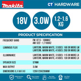 MAKITA DMR055 CORDLESS 18V RADIO WITH LATERN WITHOUT BATTERY AND CHARGER