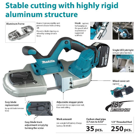 Makita DPB182Z LXT 18V Cordless Portable Band Saw 64mm (Body Only)