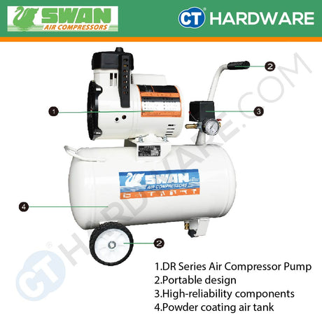 SWAN DR-115 OILESS AIR COMPRESSOR 1.5HP | DR SERIES [ DR115 ]