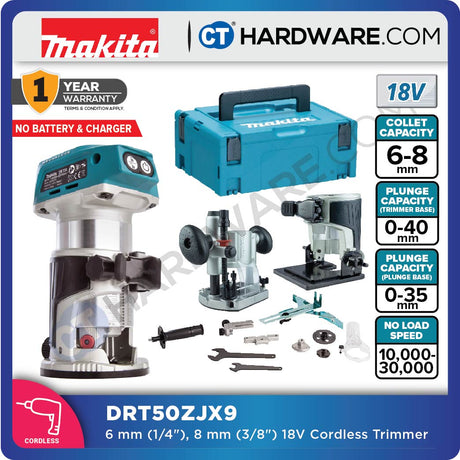 MAKITA DRT50ZCORDLESS TRIMMER 18V 6-8 MM COLLET  Brushless Motor