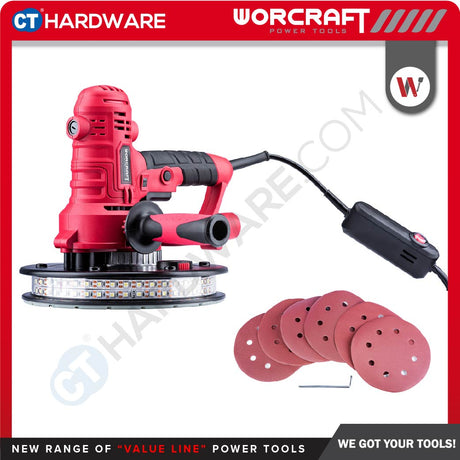 WORCRAFT DS08-180 CORDED DRYWALL SANDER 800W | 1200-2300RPM | 180MM [ DS08180 ]