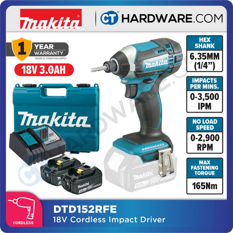 MAKITA DTD152RME 18V XPT Cordless Impact Driver (LXT SERIES)