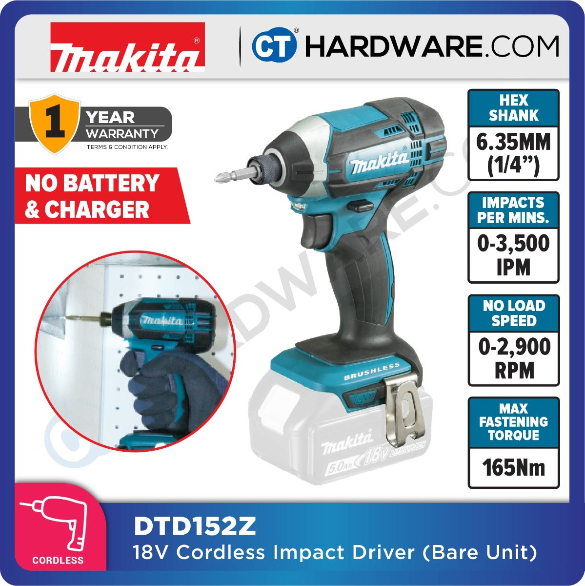 MAKITA DTD152RME 18V XPT Cordless Impact Driver (LXT SERIES)