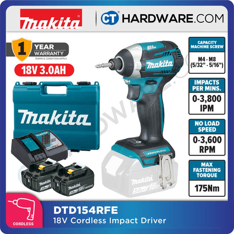 MAKITA DTD154RME/ RFE/ Z 18V XPT CORDLESS IMPACT DRIVER WITH BRUSHLESS MOTOR (LXT SERIES)