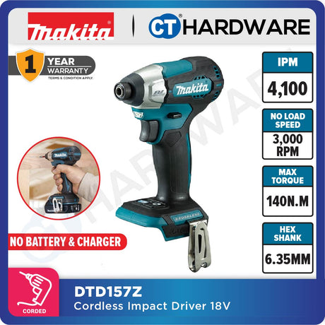 MAKITA DTD157RAJ CORDLESS IMPACT DRIVER 18V | 2.0AH | 3000RPM