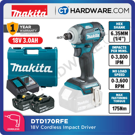MAKITA DTD170RME/ RFE/ Z 18V XPT CORDLESS IMPACT DRIVER (BRUSHLESS MOTOR) (LXT SERIES)
