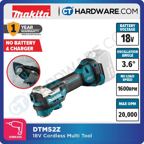 MAKITA DTM52RTJX1 / Z CORDLESS MULTI TOOL 18V 10,000-20,000 OPM 1.5-2KG ( AVT SERIES )