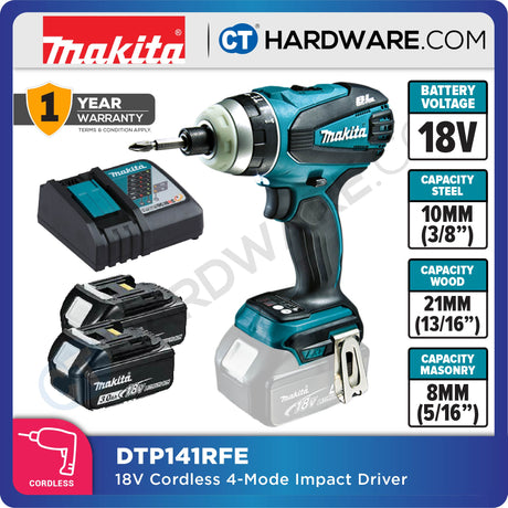 Makita DTP141RFE/ Z 18V Li-ion Cordless Brushless 4 Mode Impact Driver