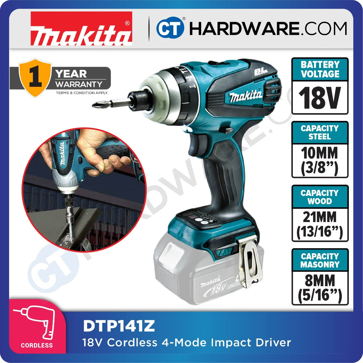 Makita DTP141RFE/ Z 18V Li-ion Cordless Brushless 4 Mode Impact Driver