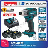 Makita DTS141RFE LXT 18V Cordless Brushless Oil-Pulse Driver 1/4" 40NM Incl. 2x 3.0Ah Battery, 1x Charger