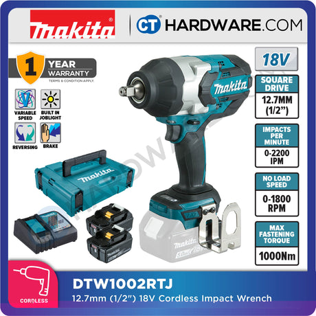 MAKITA DTW1002RTJ/ RMJ/ RFJ/ Z 18V Cordless Brushless Impact Wrench (LXT SERIES)