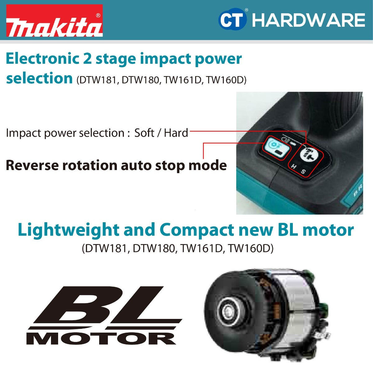 MAKITA DTW180Z CORDLESS IMPACT WRENCH 18V 3/8" 2400RPM 180NM NO BATT & CHAR ( BL MOTOR ) SOLO