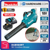 MAKITA DUB184RT / Z CORDLESS BLOWER 18V LXT 18000RPM 52.1M/S 3KG