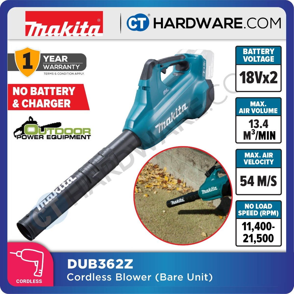 MAKITA DUB362Z Cordless Brushless Blower Twin 18V (LXT SERIES) (Bare Unit)