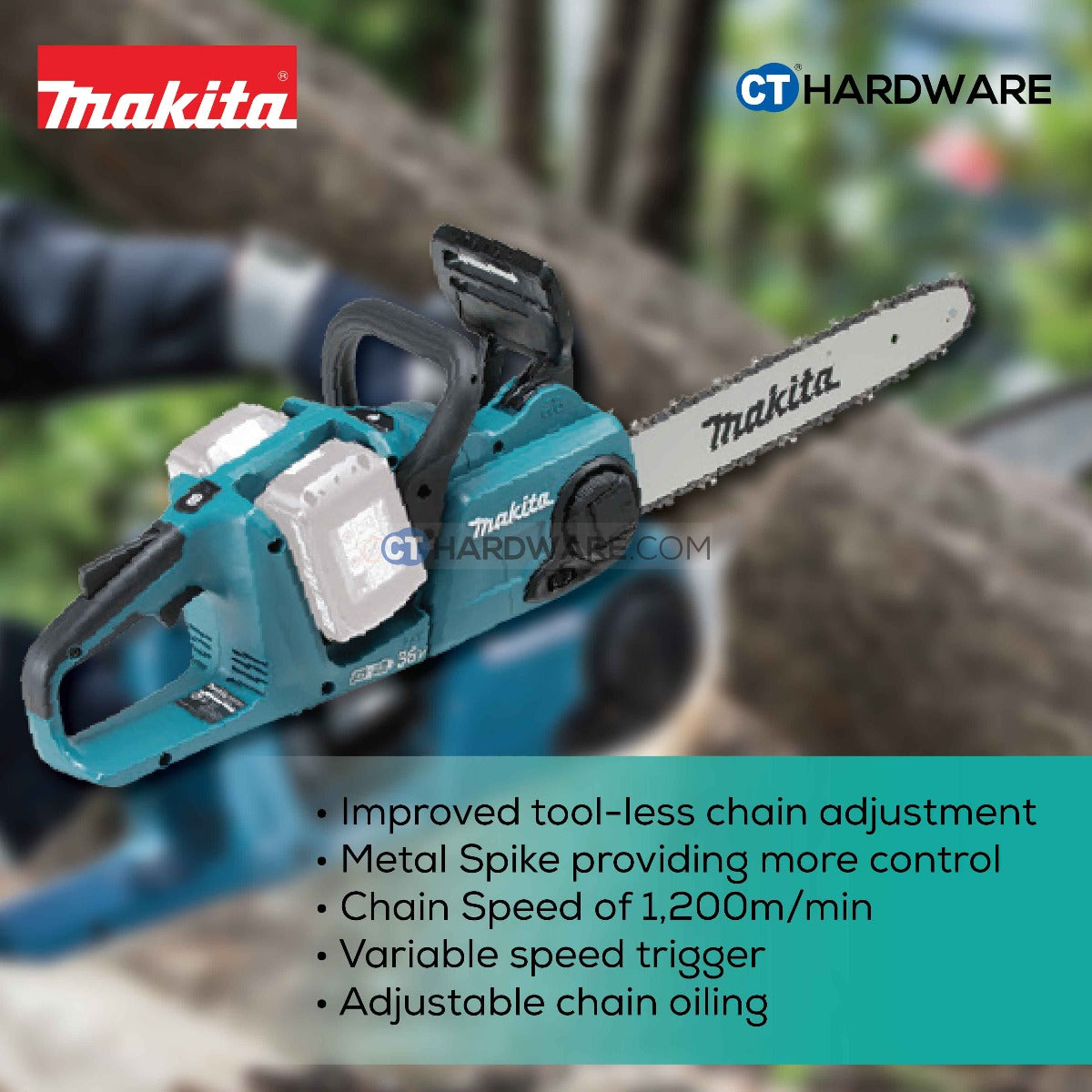 MAKITA DUC353Z 350MM (14'') CORDLESS CHAIN SAW WITH BRUSHLESS MOTOR (TOOL ONLY) (LXT SERIES)
