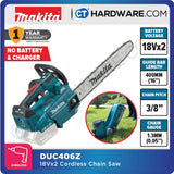 MAKITA DUC406Z CORDLESS CHAIN SAW 18V X 2 16" 400MM 1200W 1200M/MIN WITHOUT BATTERY & CHARGER ( SOLO ) BL/XPT