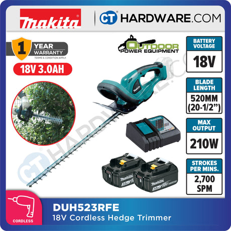 Makita DUH523RME/ RFE/ Z 520 mm (20-1/2") – 18V Cordless Hedge Trimmer (Tool Only)