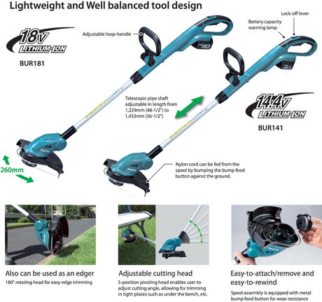 MAKITA DUR181Z 18V Cordless String Trimmer (Tool Only) (LXT SERIES)