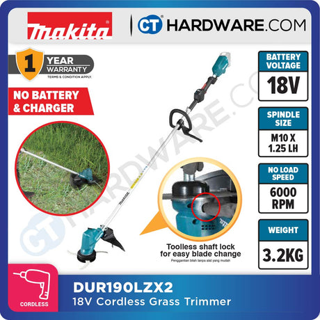 MAKITA DUR190LRT2 CORDLESS GRASS TRIMMER 18V | 240W | M10 x 1.25 LH [ DUR190LRT2 ]