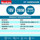 MAKITA DUR193Z CORDLESS GRASS TRIMMER 280W | 260MM (10-1/4") COME WITH 1x 3.0AH BATTERY AND CHARGER [ YEAR END SALES ]