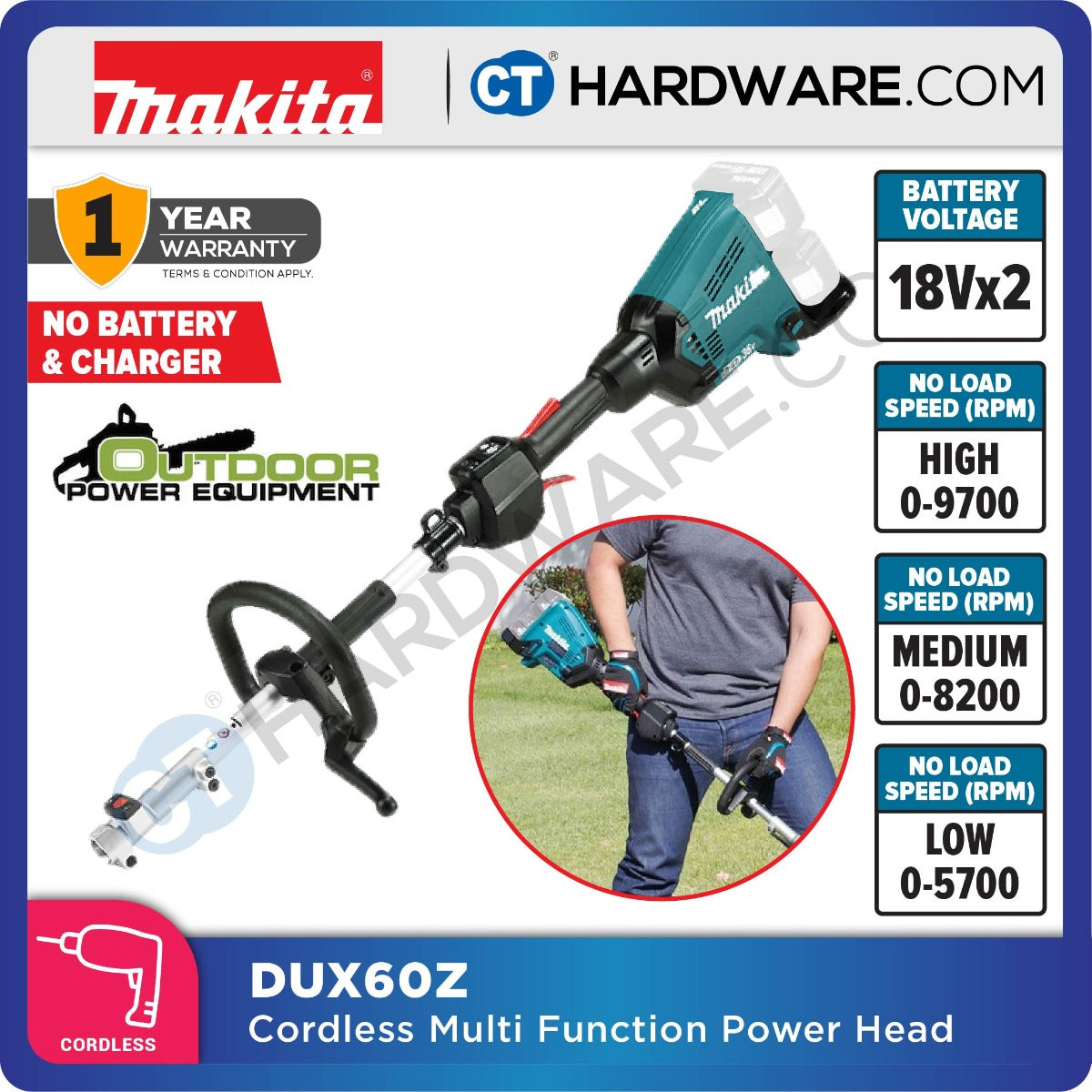 MAKITA DUX60ZM3/ Z 18X2 CORDLESS MULTI FUNCTION POWER HEAD