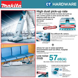 MAKITA CORDLESS BRUSHLESS UPRIGHT CLEANER 18VX2 12KPA 1.9M³/MIN 5L [Set Pack With 5.0AH Battery]