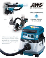 MAKITA DVC864LZ BRUSHLESS VACUUM CLEANER ( DRY )18V X2  2.1M3/MIN 9.8KPA 8L 90W NO BATTERY & CHARGER