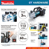 MAKITA DVP181ZK CORDLESS VACUUM PUMP 18VX2 113L/MIN MOTOR MOTOR SPEED 3200MIN WITHOUT BATTERY & CHARGER