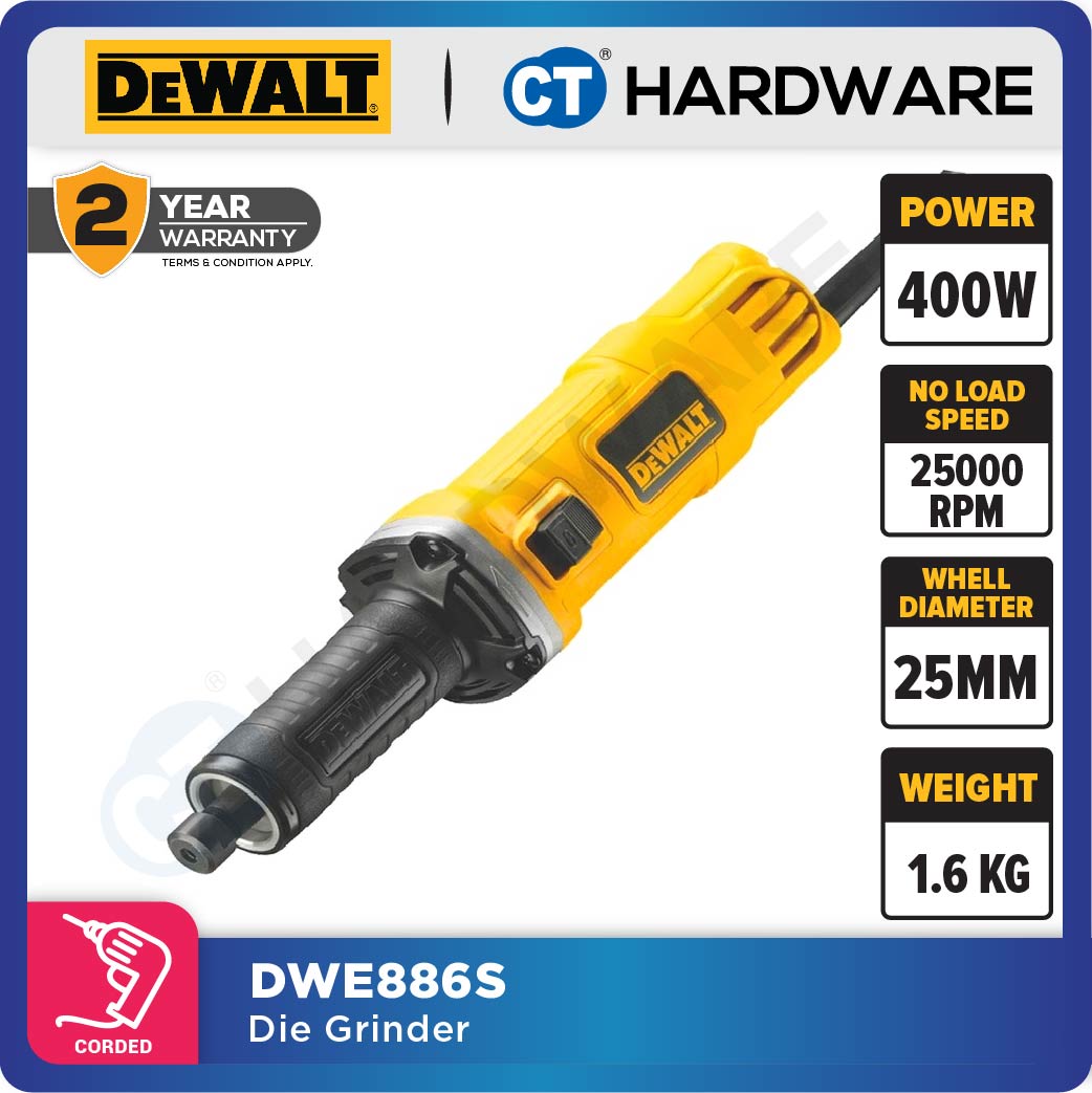 DEWALT DWE886S  DIE GRINDER 400W 25000RPM 25MM 1.65KG