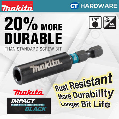 Makita E-08785 Impact BLACK Magnetic Bit Holder E-Form 60mm 1/4" Hexagon