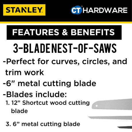 Stanley 15090 SHARP TOOTH NEST OF SAW 12" ( WOOD CUTTING BLADE ) [ 15-090 ]
