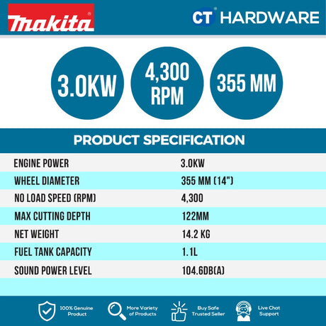 MAKITA EK7651HX1 355mm (14") Power Cutter (Comes with Diamond Wheel)