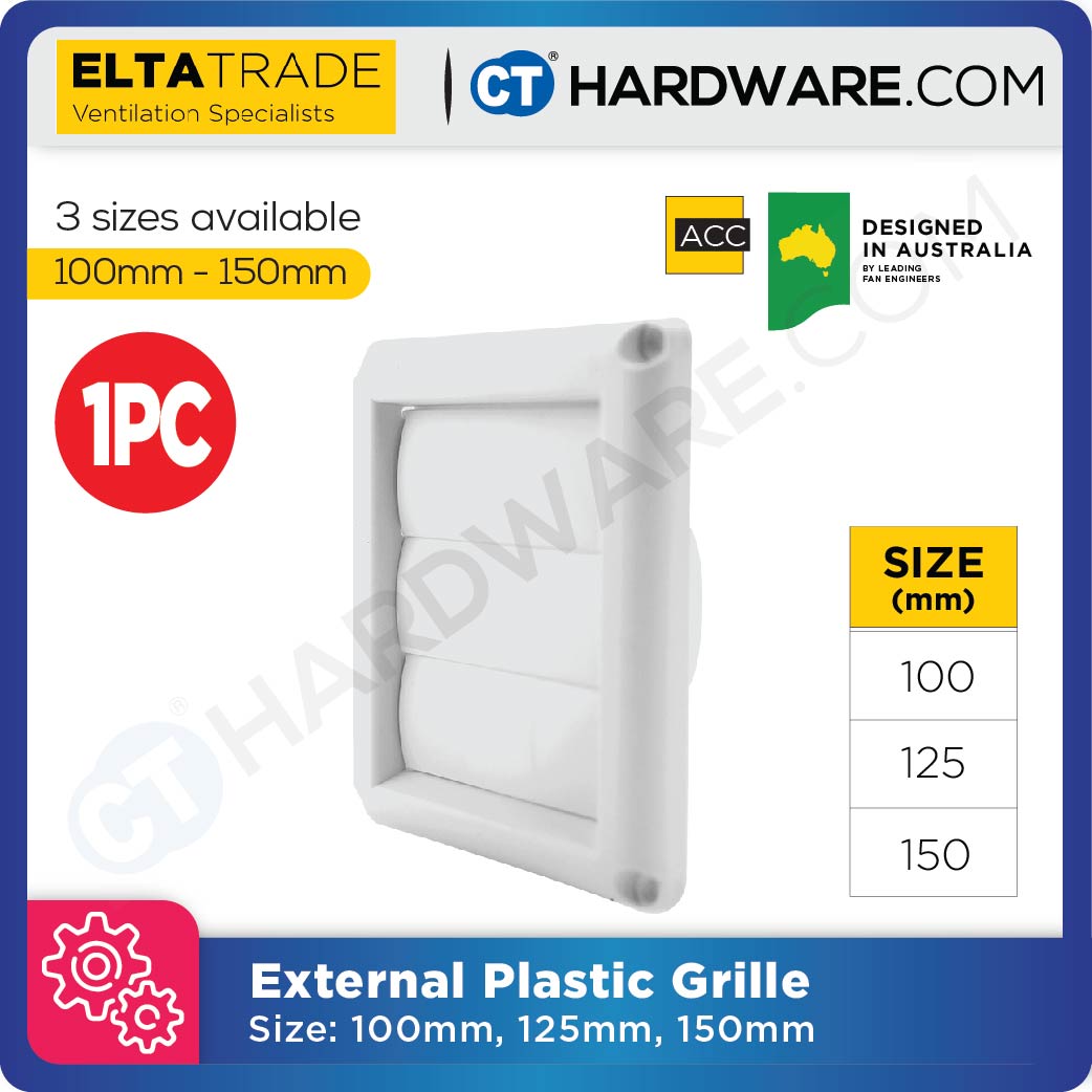 ELTA TRADE EPGB (4", 5", 6") EXTERNAL PLASTIC GRILLE WITH BACKDRAFT SHUTTER