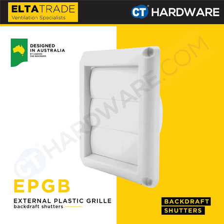ELTA TRADE EPGB (4", 5", 6") EXTERNAL PLASTIC GRILLE WITH BACKDRAFT SHUTTER