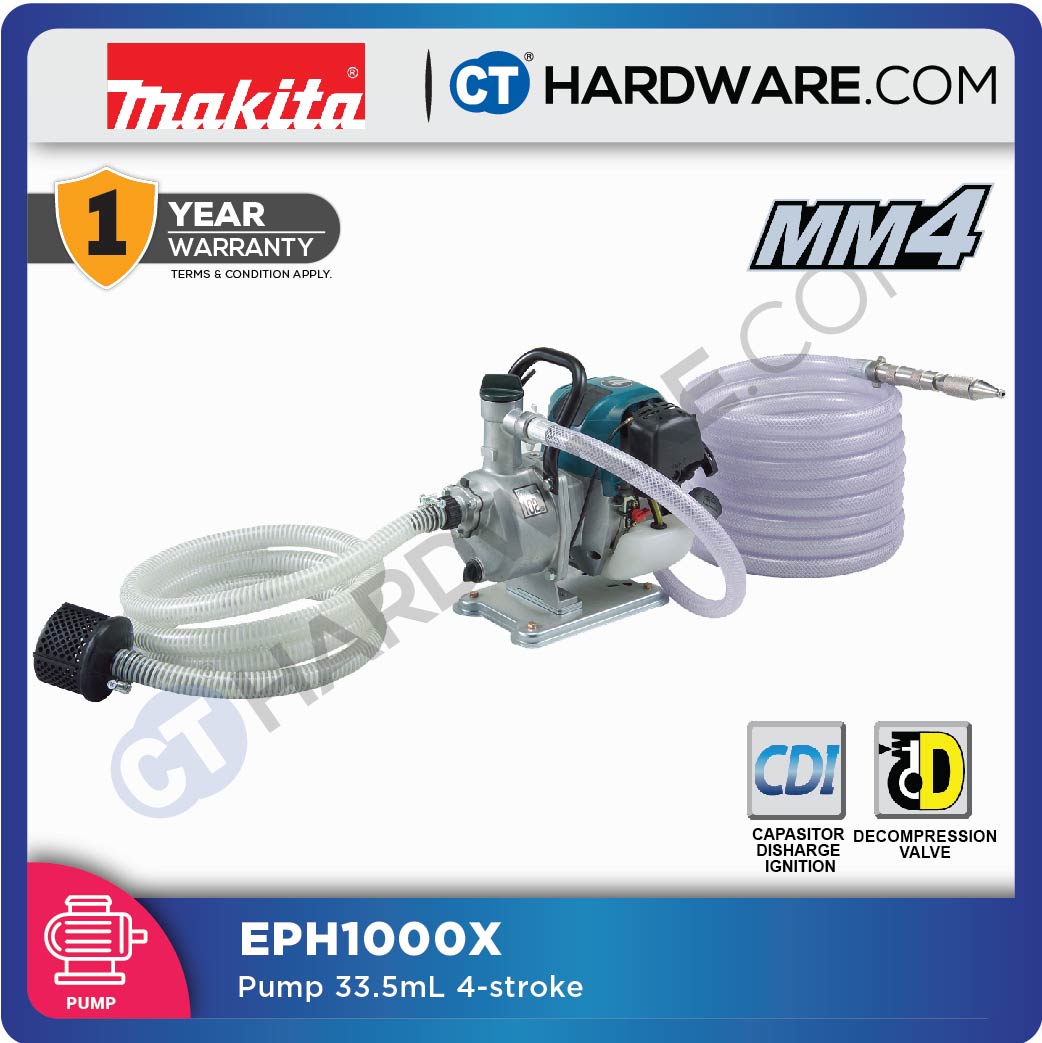 MAKITA EPH1000X 33.5ML – 4 STROKE 25.4MM (1”) SUCTION/DISCHARGE – PUMP