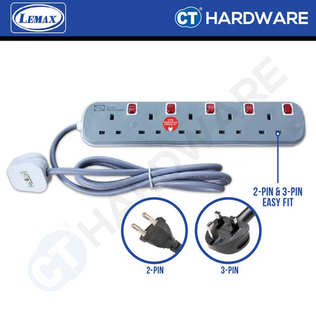 LMX ES3135M | ES3145M | ES3155M EXTENSION SOCKET WITH NEON INDICATOR 5 METER | 13A | 3-5 GANG [ BLISTER CARD ]