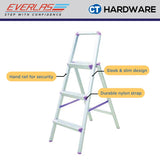 EVERLAS ES ELEGANT STEPS LADDER CLASS III COMMERCIAL STEP 2 - 4 HEIGHT 482MM / 1.58FT - 1315MM / 4.31FT FOR GENERAL HOUSEHOLD