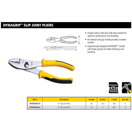 Stanley STHT84055-8 Dynagrip® Slip Joint Plier 6"