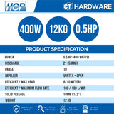 HCP F-05AF SUBMERSIBLE SEWAGE EFFLUENT PUMPS 2" | 1/2HP | 200L/MIN | AUTO [ F05AF ]