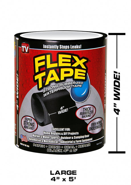 Strong Rubberized Waterproof Tape  4" x 60" (Black) 10 x 150Cm