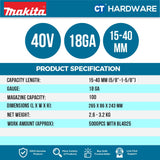 MAKITA FN001 GD101 / GZ CORDLESS BRAD NAILER 40V 2.5AH MAGAZINE 100 18GA 5/8"-1-5/8"