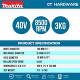 MAKITA GA011 GM201 / GD201 / GZ CORDLESS ANGLE GRINDER 40V 4" 100MM 8500RPM
