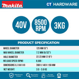 MAKITA GA013 GM201/ GD201/ GZ CORDLESS ANGLE GRINDER 40V 5" 125MM 8500RPM